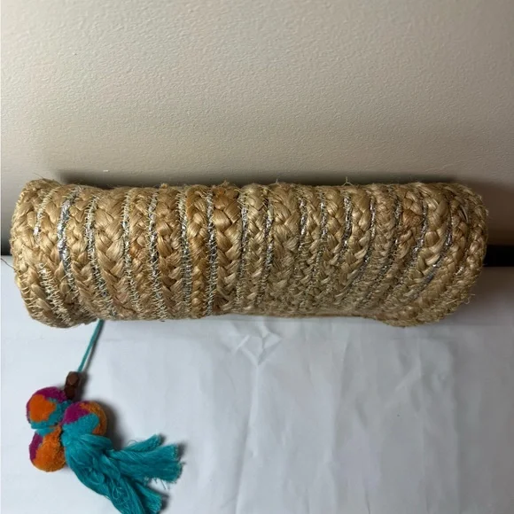 Shiraleah Woven Straw Clutch with Colorful Pom-Pom Accent - Picture 8 of 8